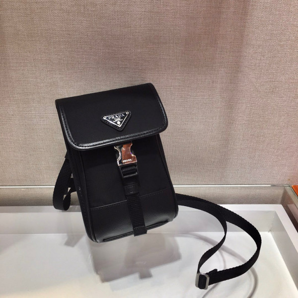 Pra*a nylon and saffiano leather smartphone case