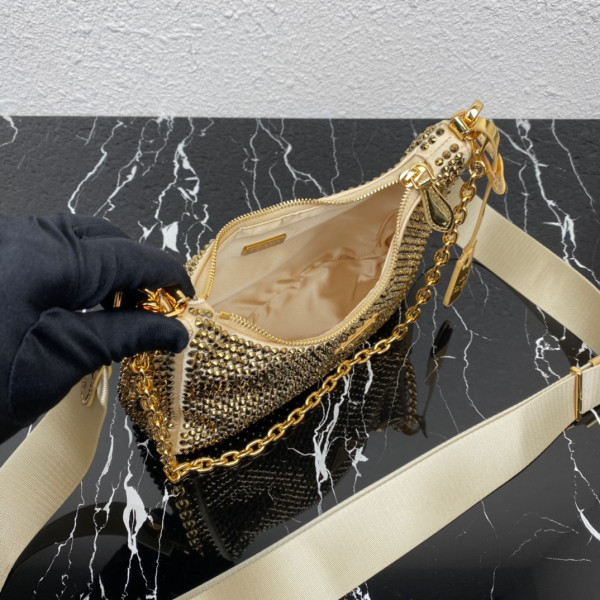 Pra*a re-edition 2005 satin bag with crystals