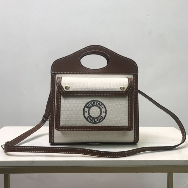 B**rry mini two-tone canvas and leather pocket bag