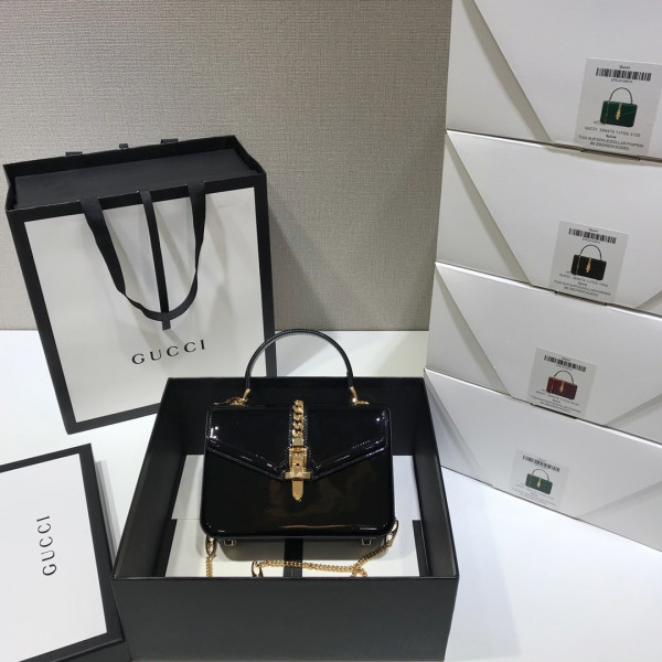 G*u*i sylvie 1969 patent leather mini top handle bag