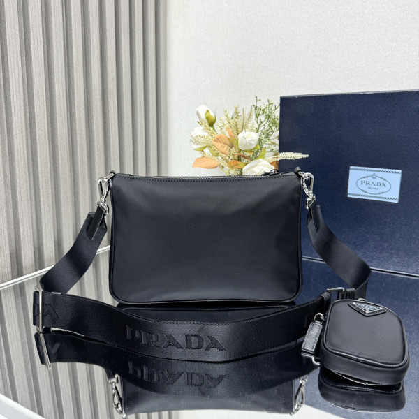 Pra*a re-nylon and saffiano leather shoulder bag