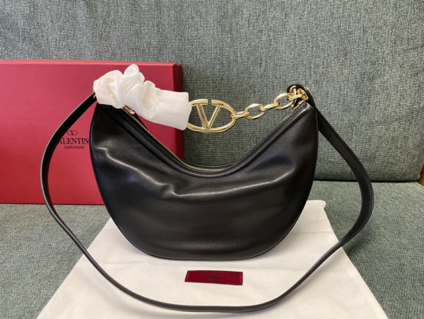 VALENTINO Small Vlogo Moon Hobo Bag - 29*23*11CM